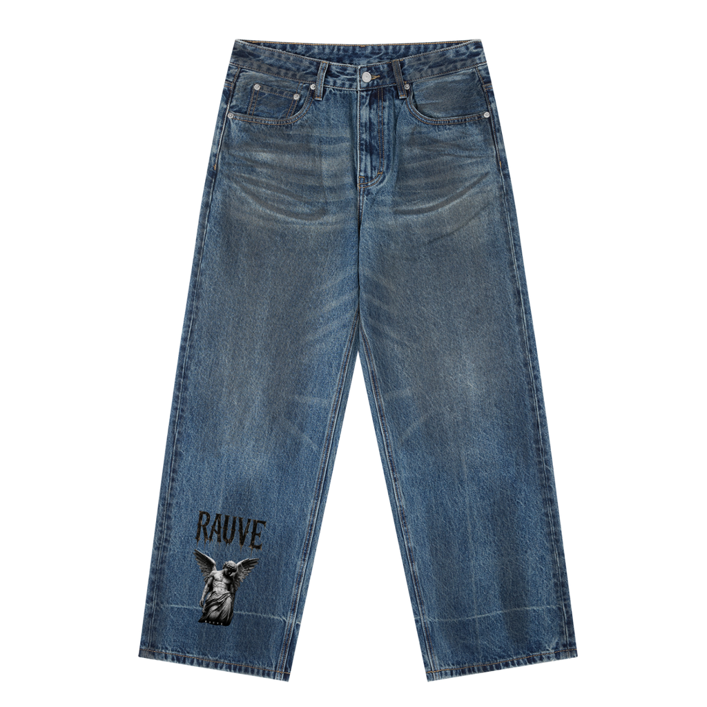 Vintage Wash Baggy Denim Jeans