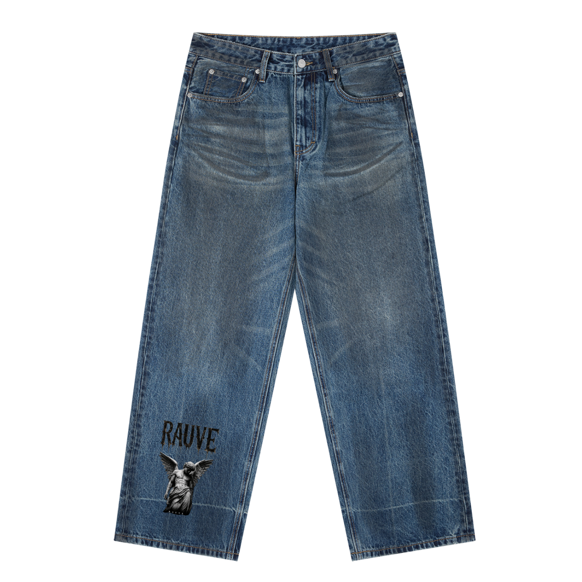 Vintage Wash Baggy Denim Jeans