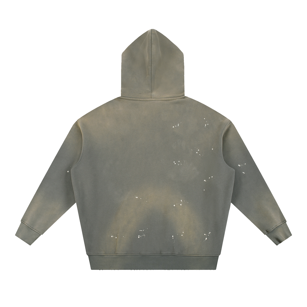 Vintage Washed Frayed Fleece Hoodie