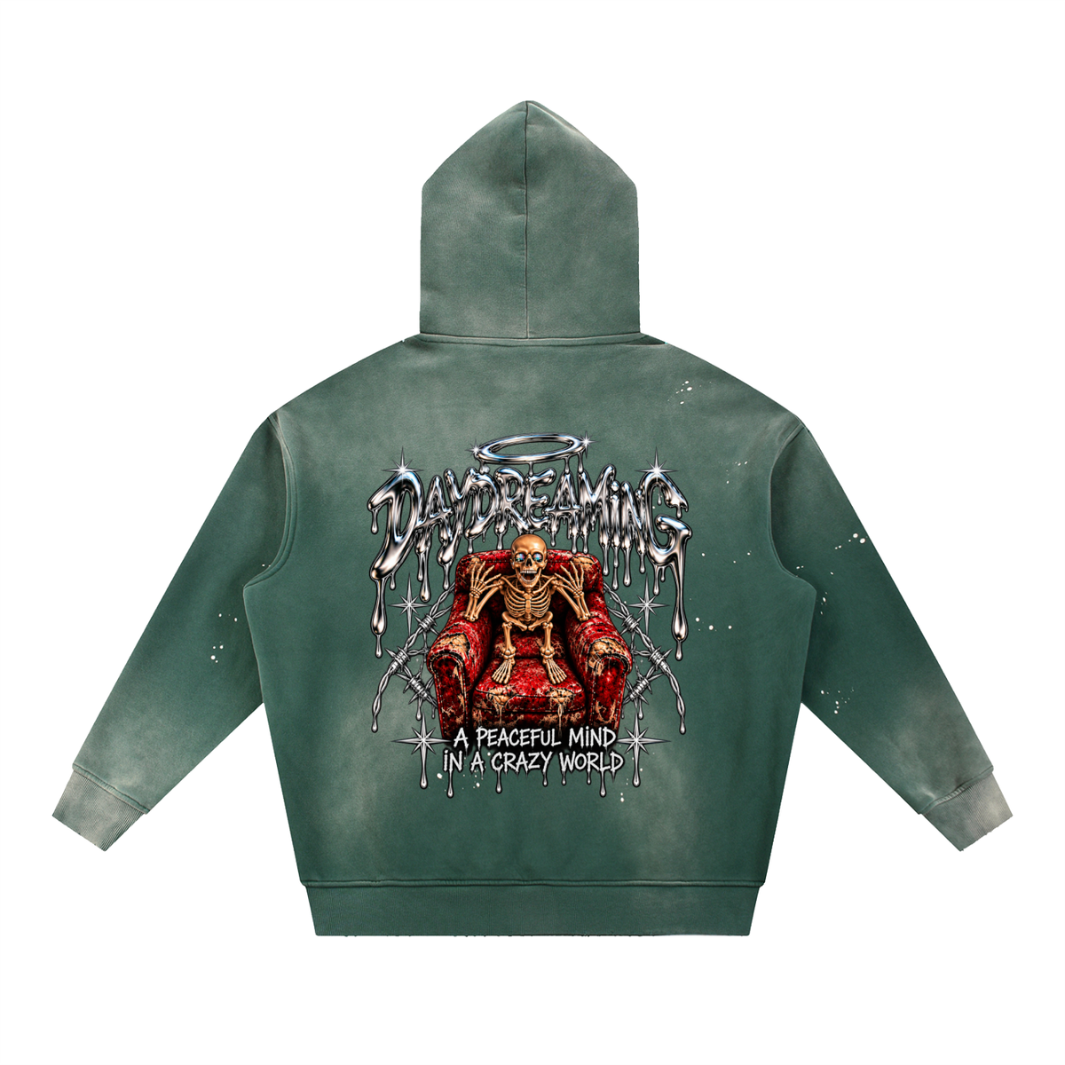 Vintage Washed Frayed Fleece Hoodie