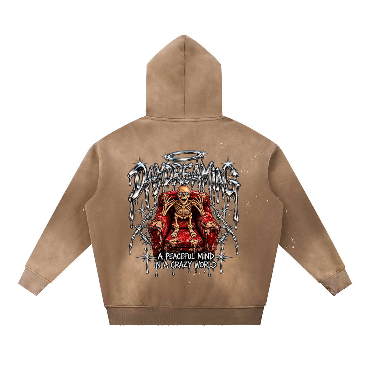Vintage Washed Frayed Fleece Hoodie