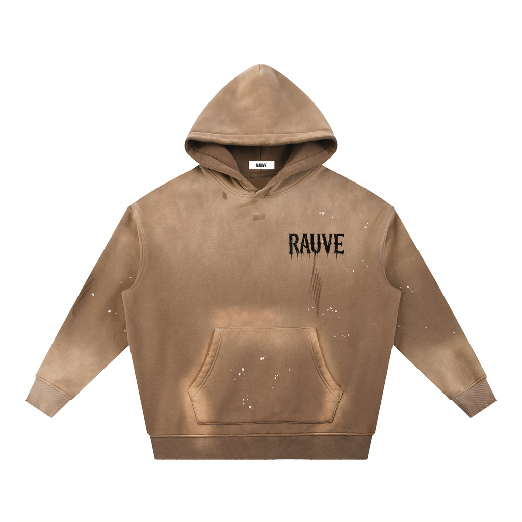 Vintage Washed Frayed Fleece Hoodie