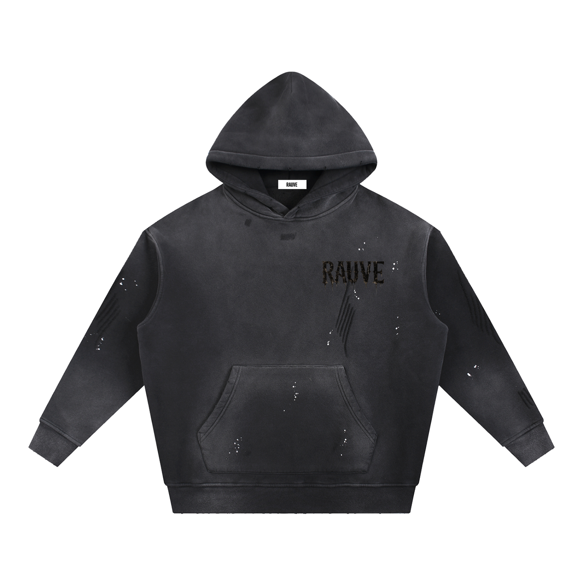Vintage Washed Frayed Fleece Hoodie
