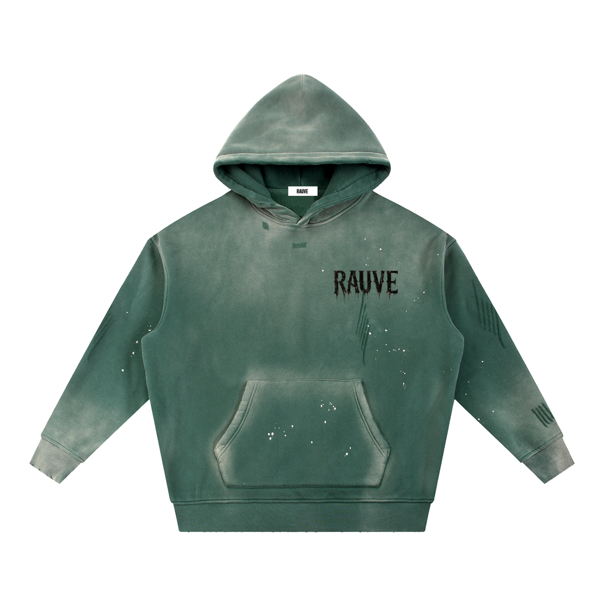 Vintage Washed Frayed Fleece Hoodie