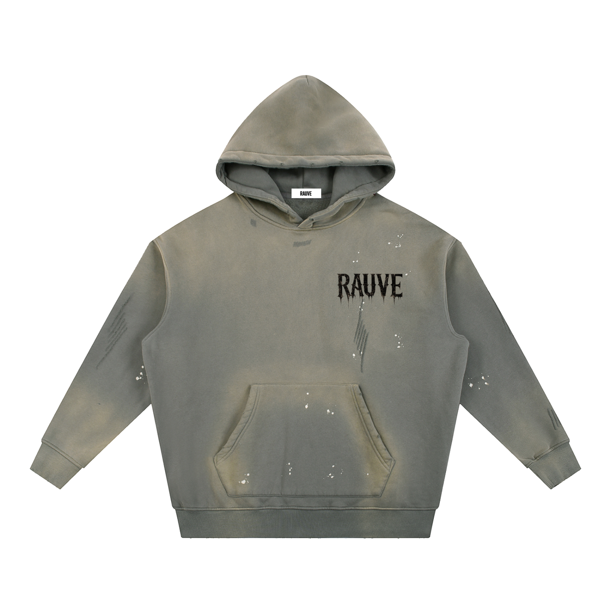 Vintage Washed Frayed Fleece Hoodie
