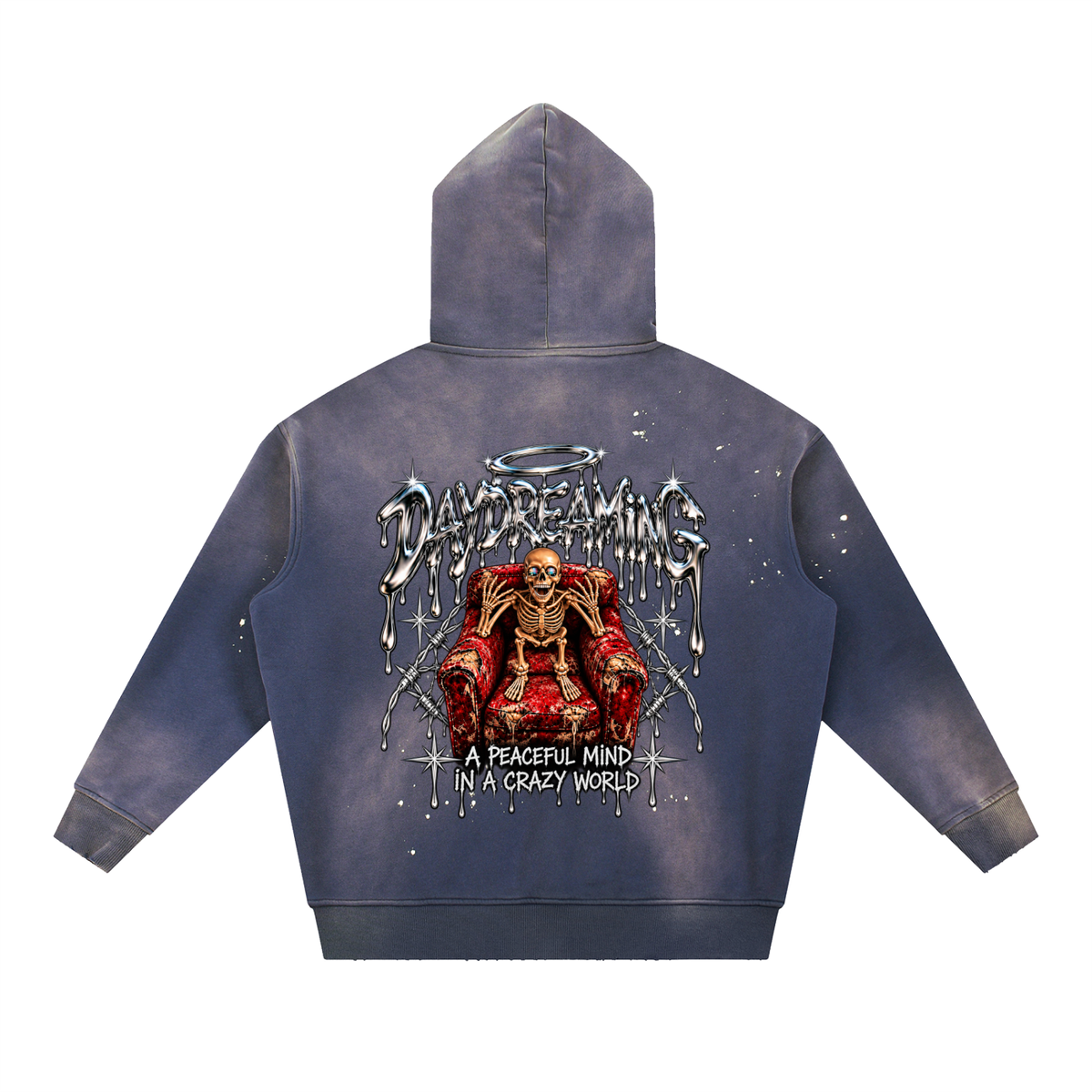 Vintage Washed Frayed Fleece Hoodie
