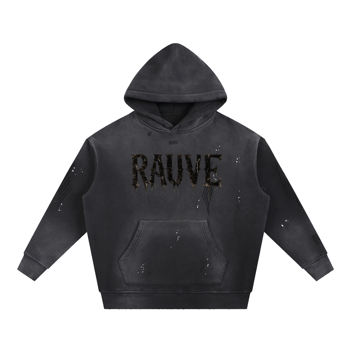 Vintage Washed Frayed Fleece Hoodie